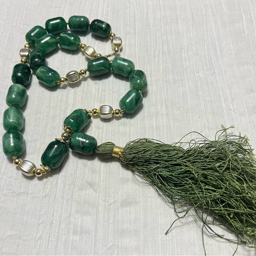 93. Emerald Green Large Beaded Statement Necklace - image 7